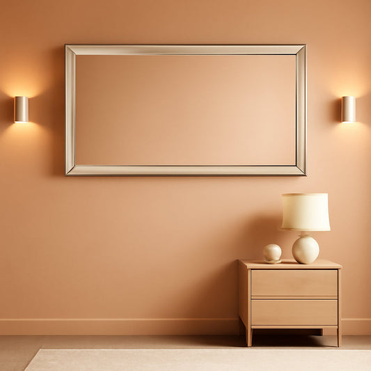 NEW 22 Inch By 47 Inch Large Wall Mirror With Angled Beveled Edge And Stainless Steel Frame