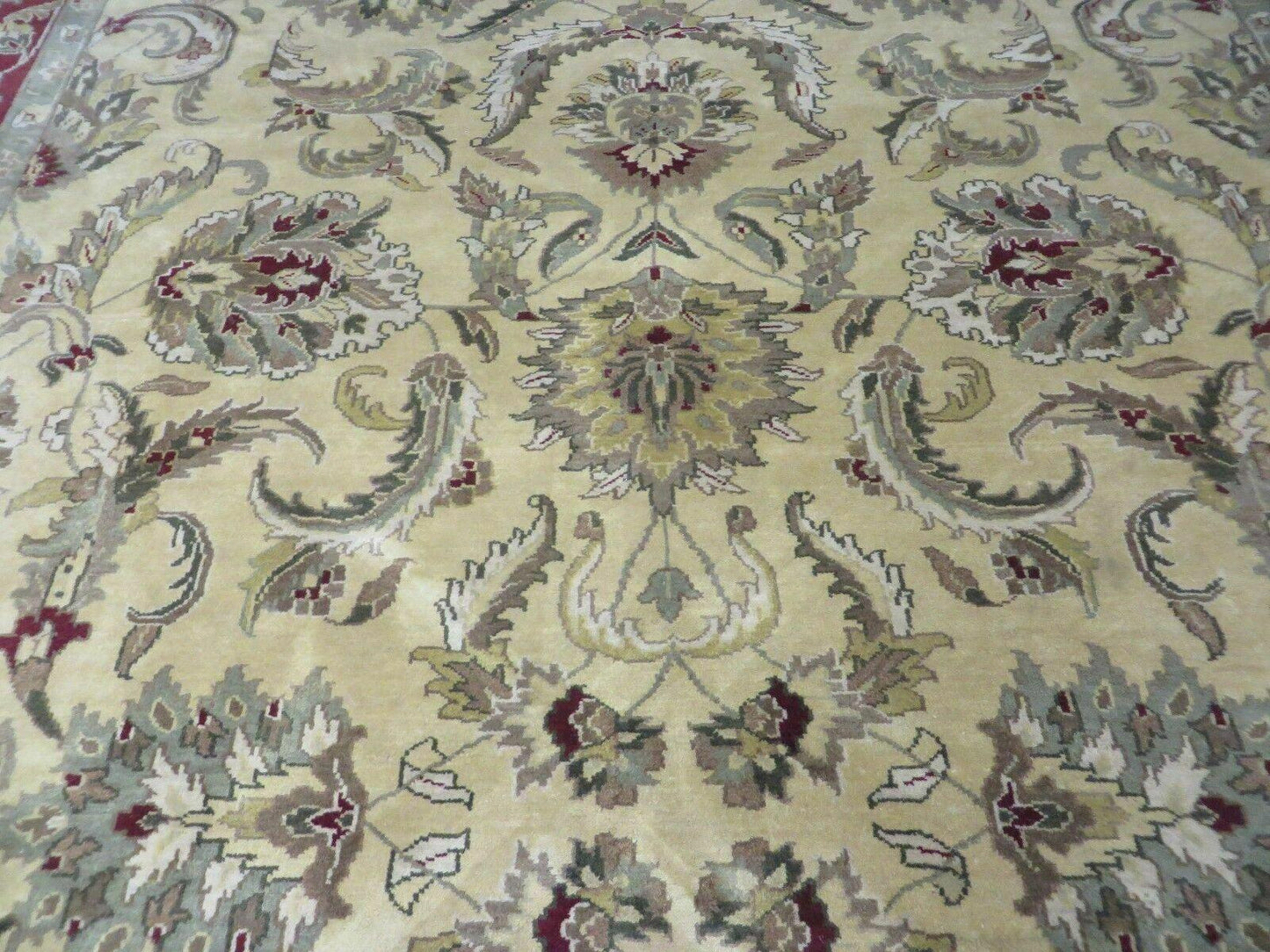 USED 9' X 12' Vintage Handmade India Oriental Jaipur Quality Tea Wash Hand Knotted