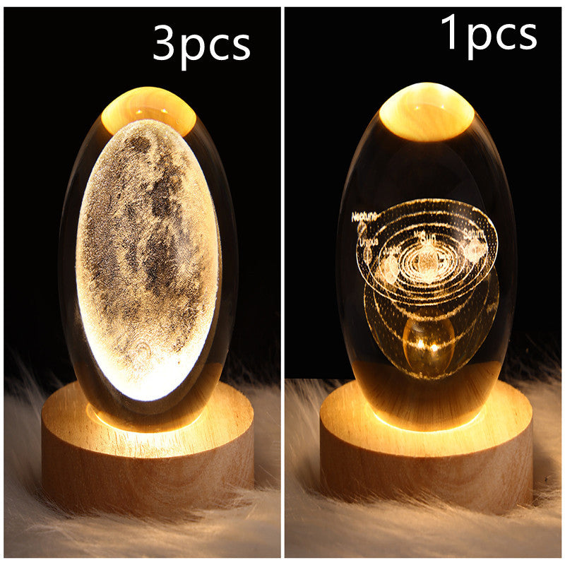 NEW LED Night Light Galaxy Crystal Ball Table Lamp 3D Planet Moon Lamp Bedroom Home Decor For Kids Party Children Birthday Gifts