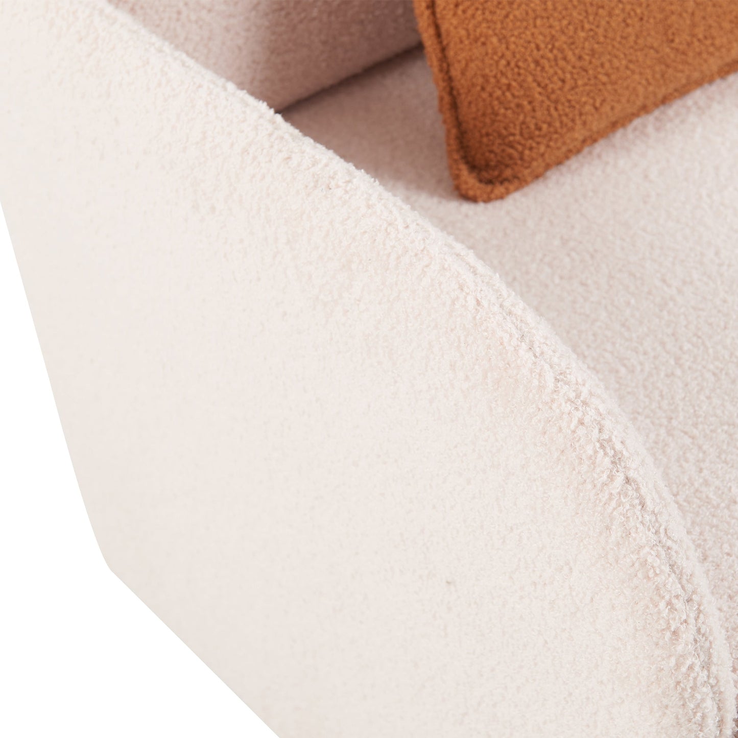 NEW Furniture Style 2 in 1 Pet Friendly  Fluffy Fabric Sherpa Upholstered Leisure Armchair with Lumbar Pillow for Living Room Bedroom Home and Office, Cream White