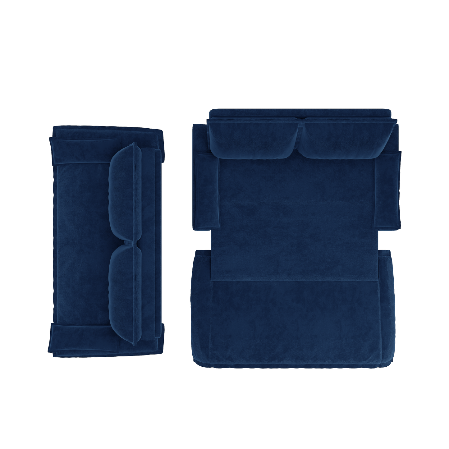 NEW 73.2' Blue Multi-Functional Velvet Loveseat 3-in-1 Convertible Sleeper Queen Pull Out Sofa Bed