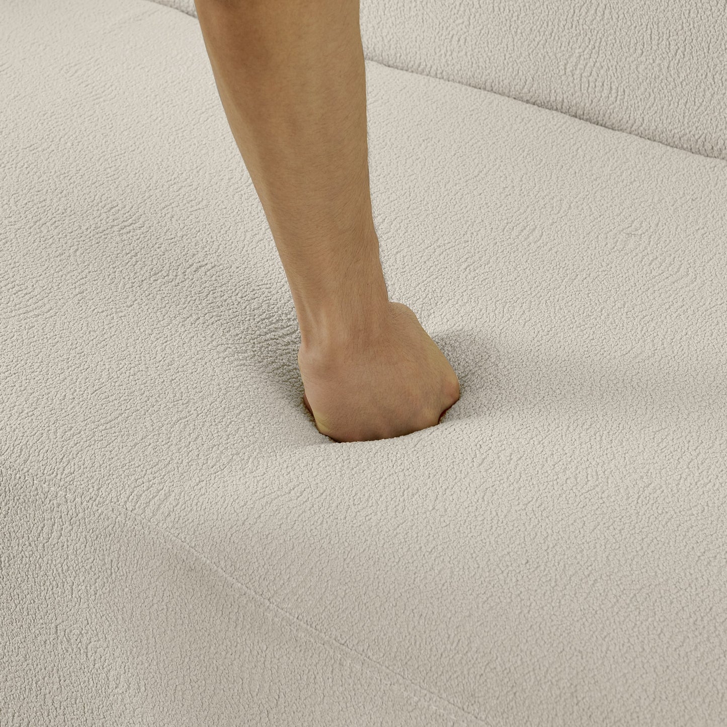 NEW Beige Minimalist Curved Modular Sectional Sofa in Lamb's Wool Fabric