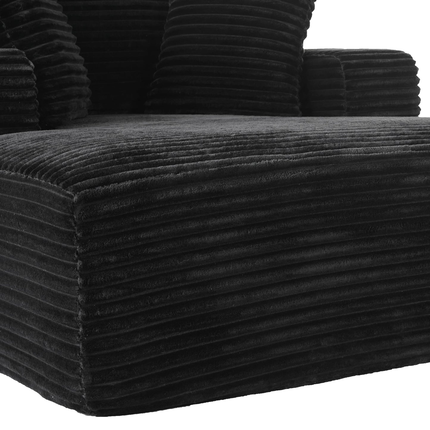NEW Modern Black Corduroy Chaise Lounge Sofa Bed with Removable Pillows, 48.8' Upholstered Sleeper Sofa
