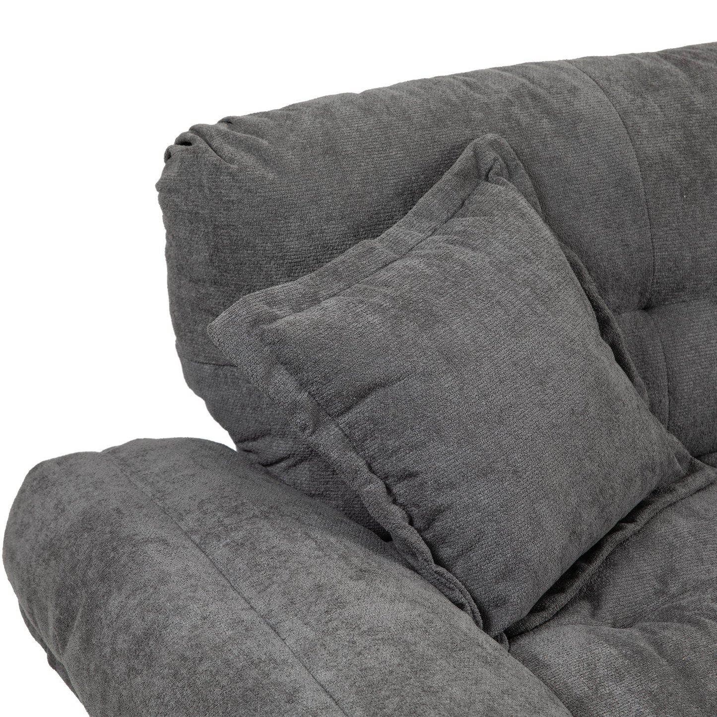 NEW 84' Grey Chenille Small Loveseat Deep Seat Sofa Couch with 2 Throw Pillows & Memory Foam