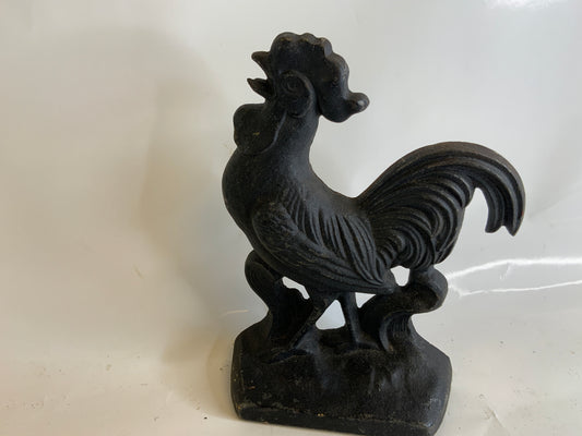 Vintage Farmhouse Cast Iron Black Rooster