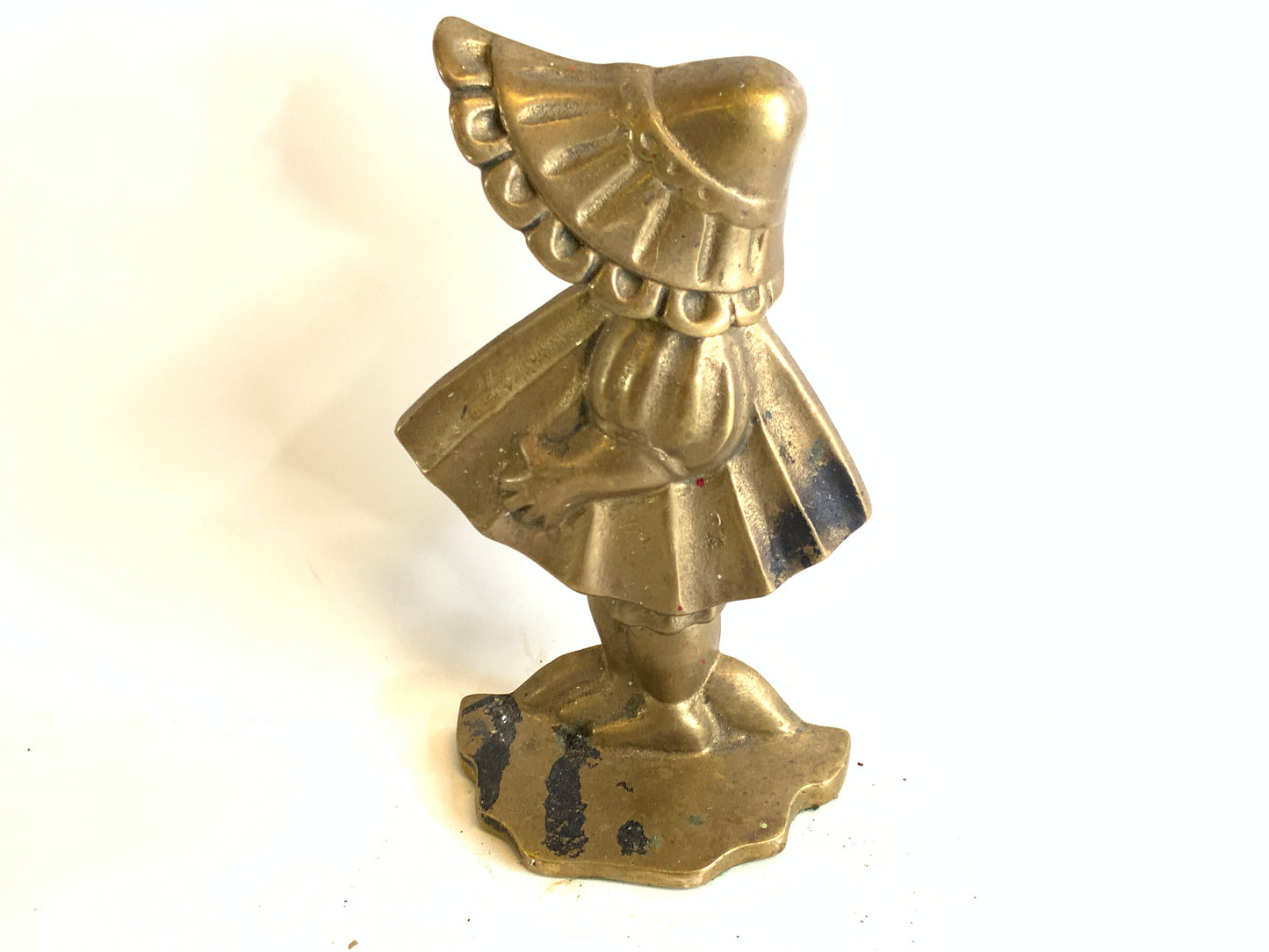 Vintage Brass Doorstop Bookend Girl