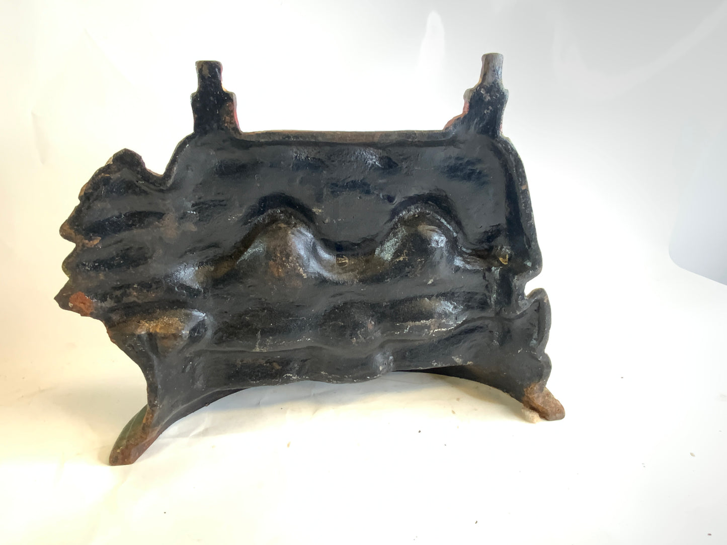 Vintage Cast Iron Door Stop Rustic House With Trees