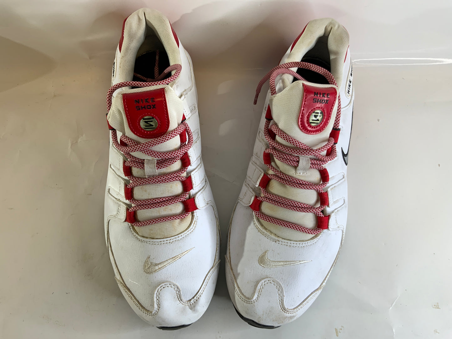 USED Nike Shox NZ White University Red Men’s 13 Shoe Athletic Sneakers