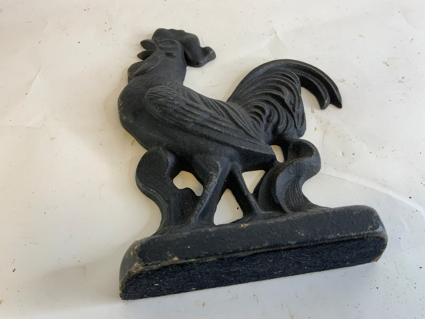 Vintage Farmhouse Cast Iron Black Rooster