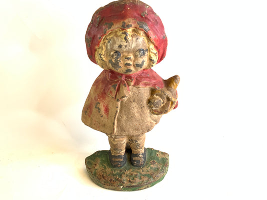 Antique Hubley "Little Red Riding Hood" Cast Iron Doorstop Grace Drayton Design