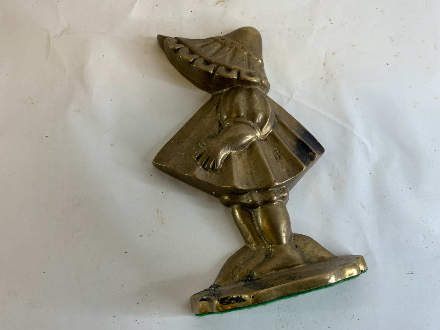 Vintage Brass Doorstop Bookend Girl