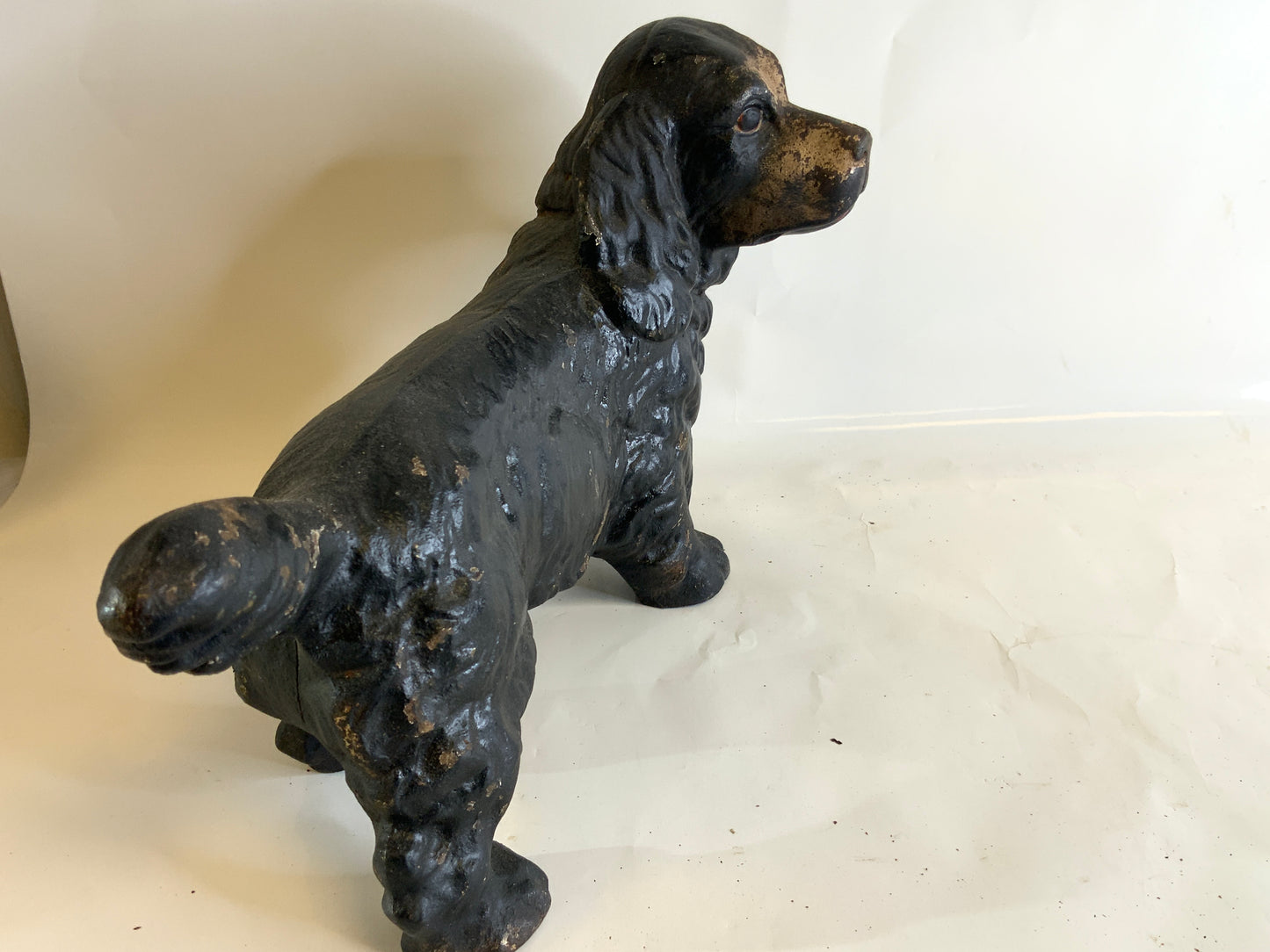 Antique Vintage Hubley Cast Iron Cocker Spaniel Doorstop Dog Heavy Black