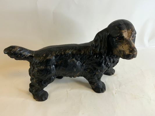 Antique Vintage Hubley Cast Iron Cocker Spaniel Doorstop Dog Heavy Black