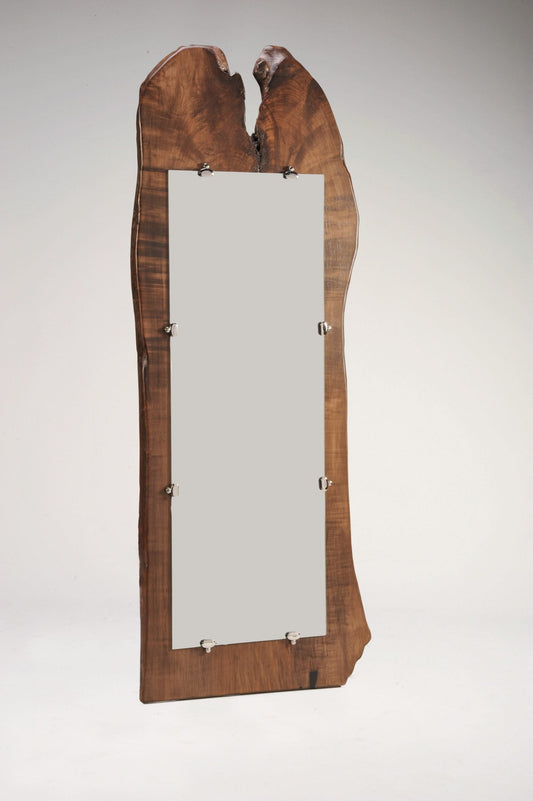 NEW Norway Maple Live Edge Mirror – Wenge Dye – Brass Tag 121