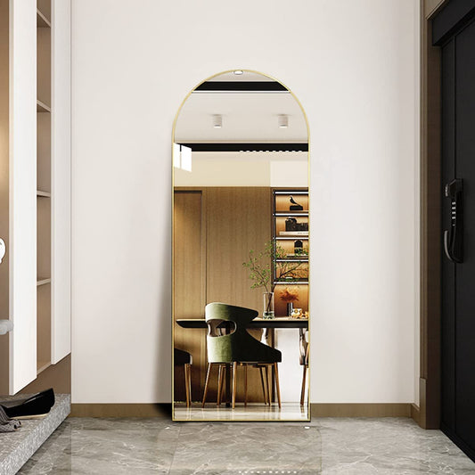 NEW Arched 64" Full-Length Floor Mirror – Slim Aluminum Frame, HD Glass