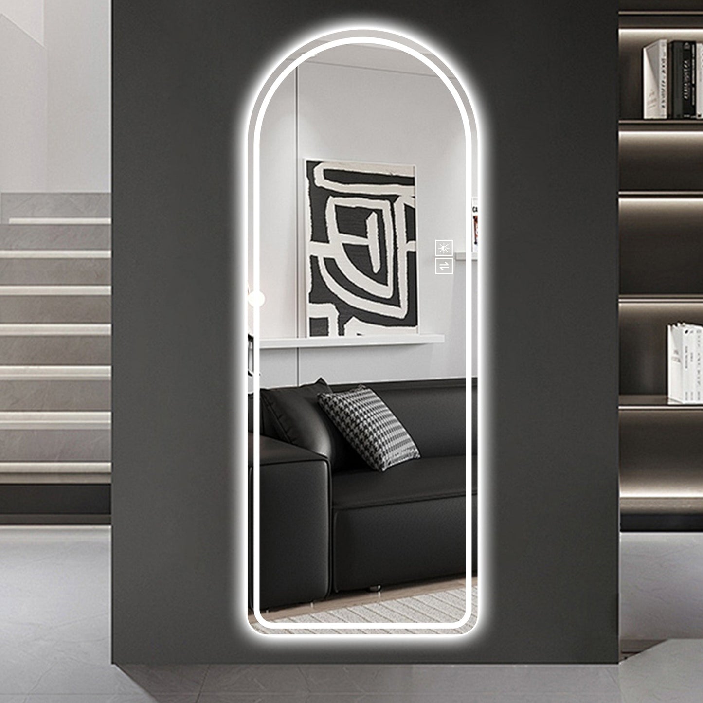 NEW 65” LED Full-Length Mirror – Arch Design, Lights, Shatter-Proof