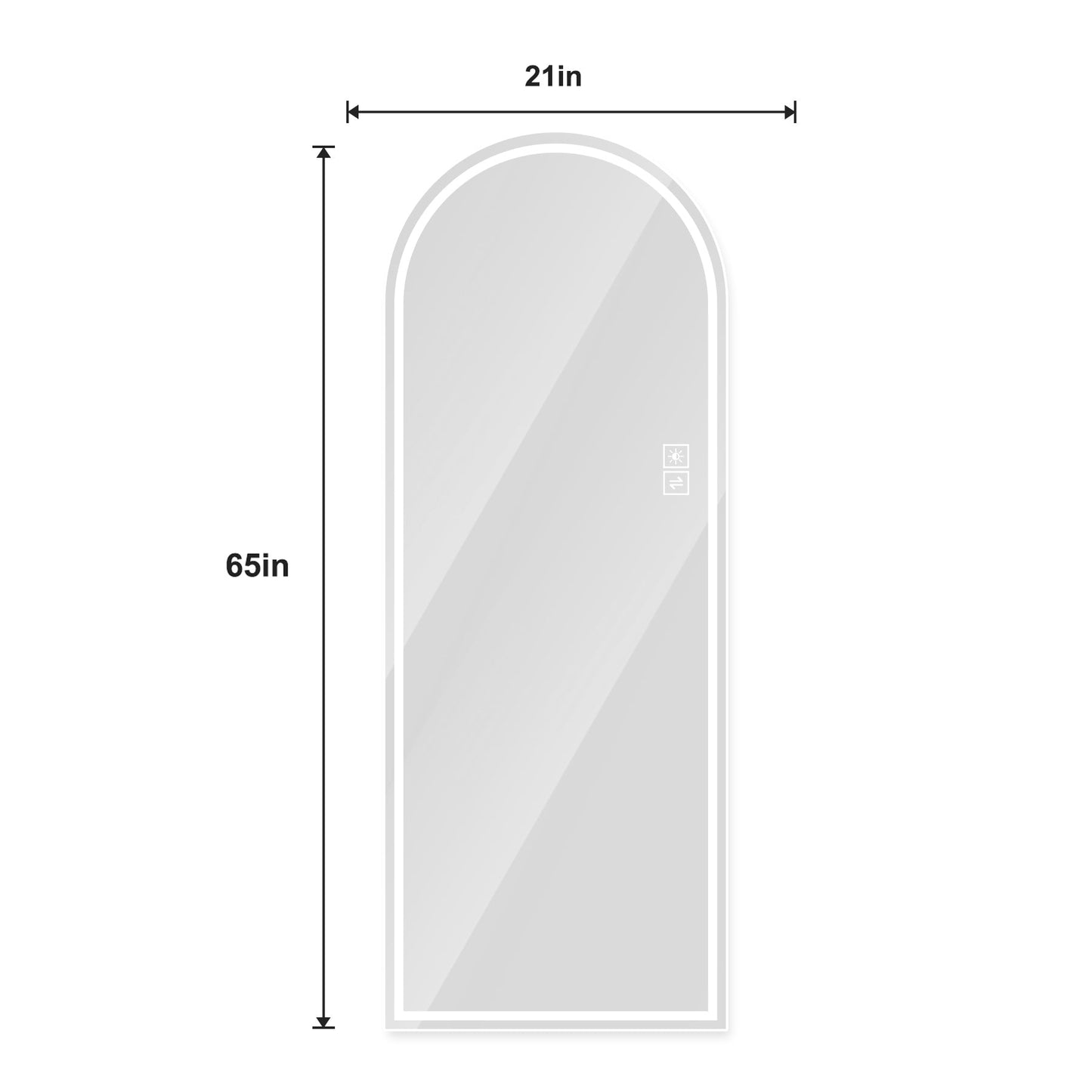 NEW 65” LED Full-Length Mirror – Arch Design, Lights, Shatter-Proof