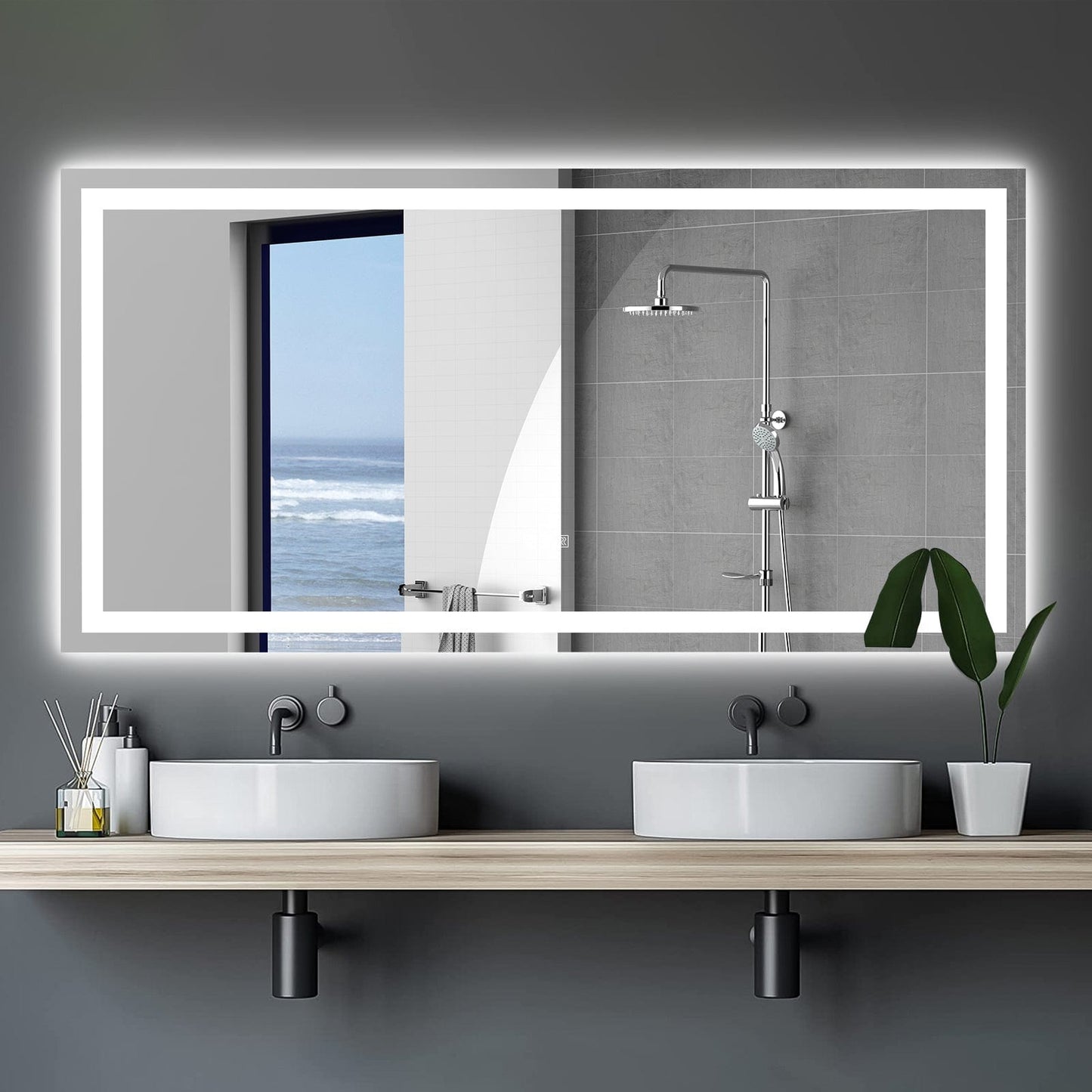 NEW 72" x 36" LED Lighted Bathroom Mirror – Anti-Fog, Dimmable, Shatterproof Vanity Mirror