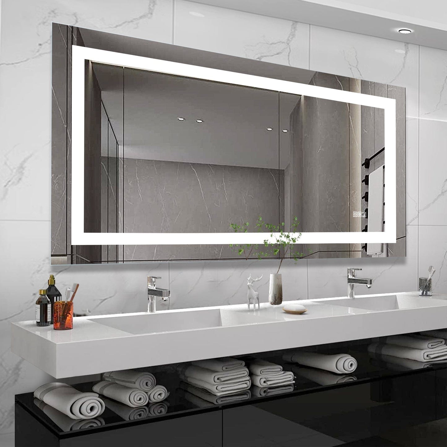 NEW 72" x 36" LED Lighted Bathroom Mirror – Anti-Fog, Dimmable, Shatterproof Vanity Mirror