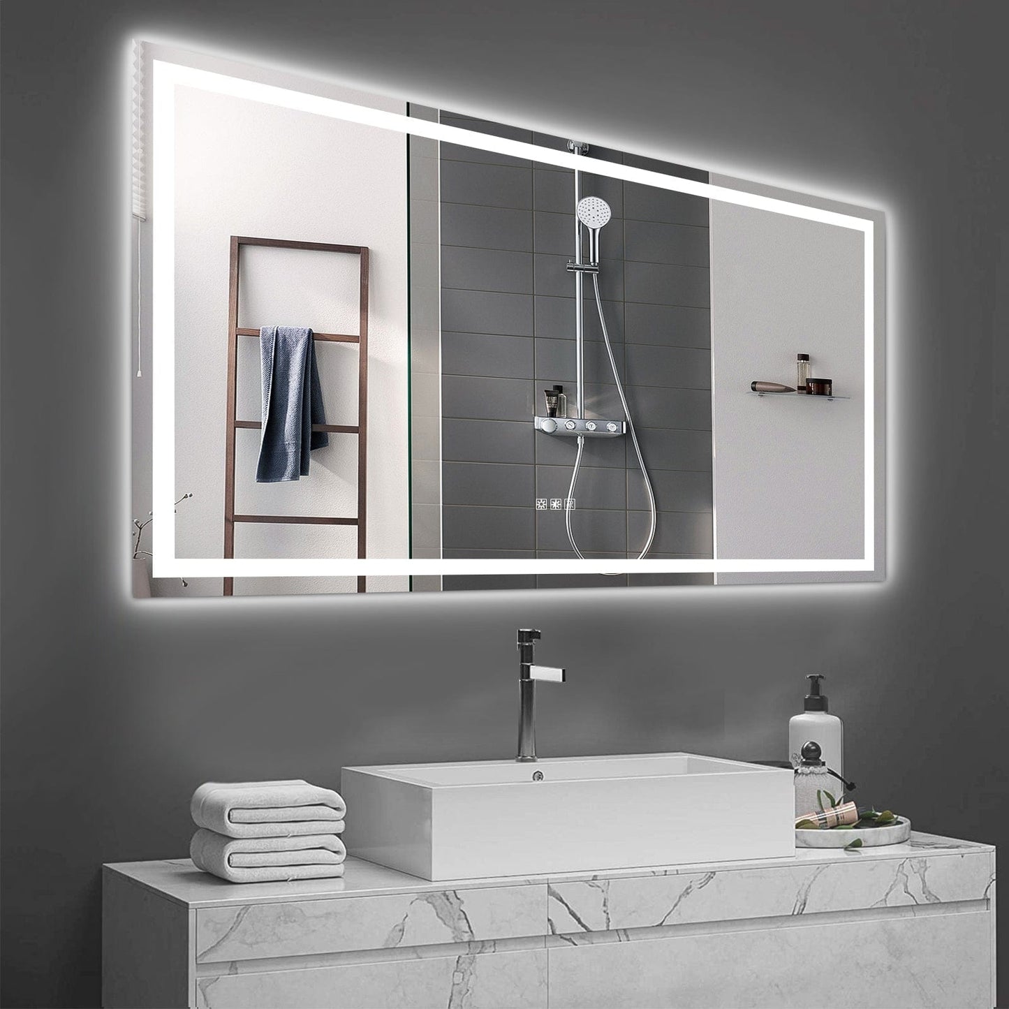 NEW 72" x 36" LED Lighted Bathroom Mirror – Anti-Fog, Dimmable, Shatterproof Vanity Mirror
