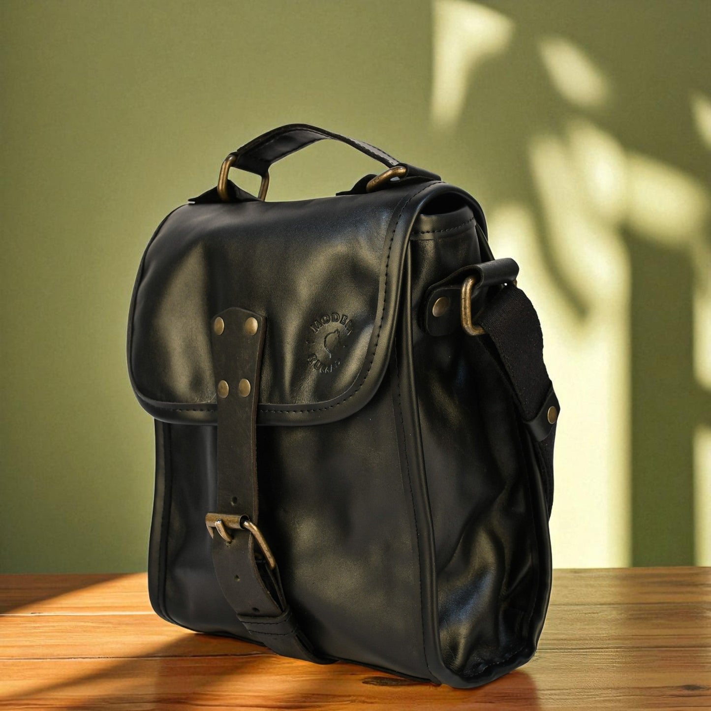 NEW Bovine Leather Small Satchel Bag - Black