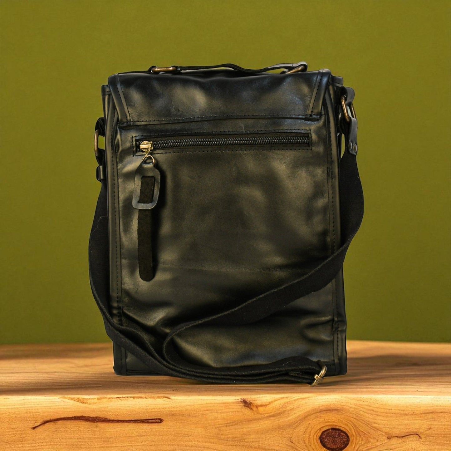 NEW Bovine Leather Medium Satchel Bag - Black