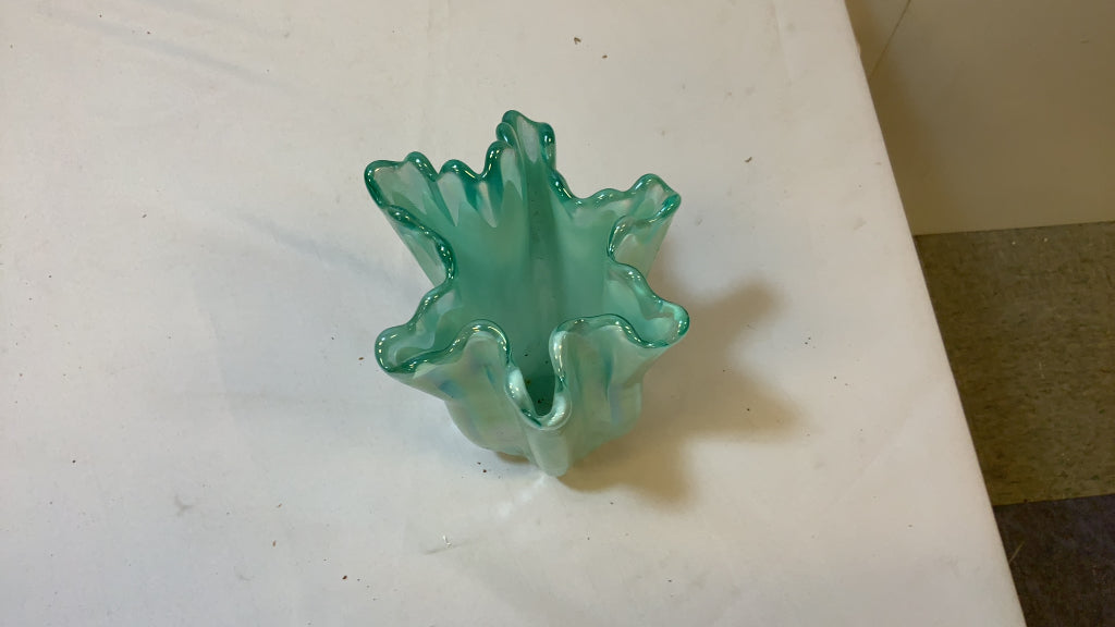 Vintage Midcentury Green Murano Glass Vase, Italy, 2000s