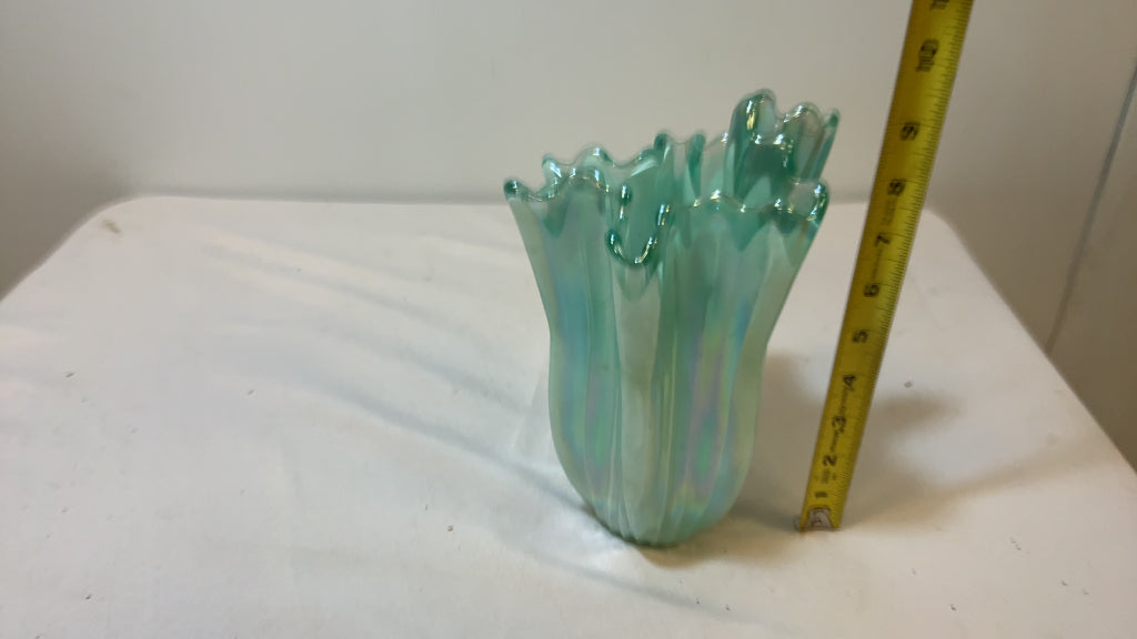 Vintage Midcentury Green Murano Glass Vase, Italy, 2000s