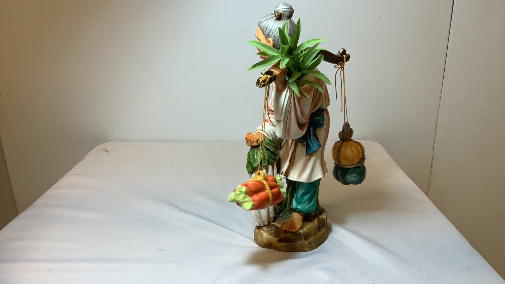 USED Porcelain Asian Inspired Vegetable Carrying Collectible Figurine