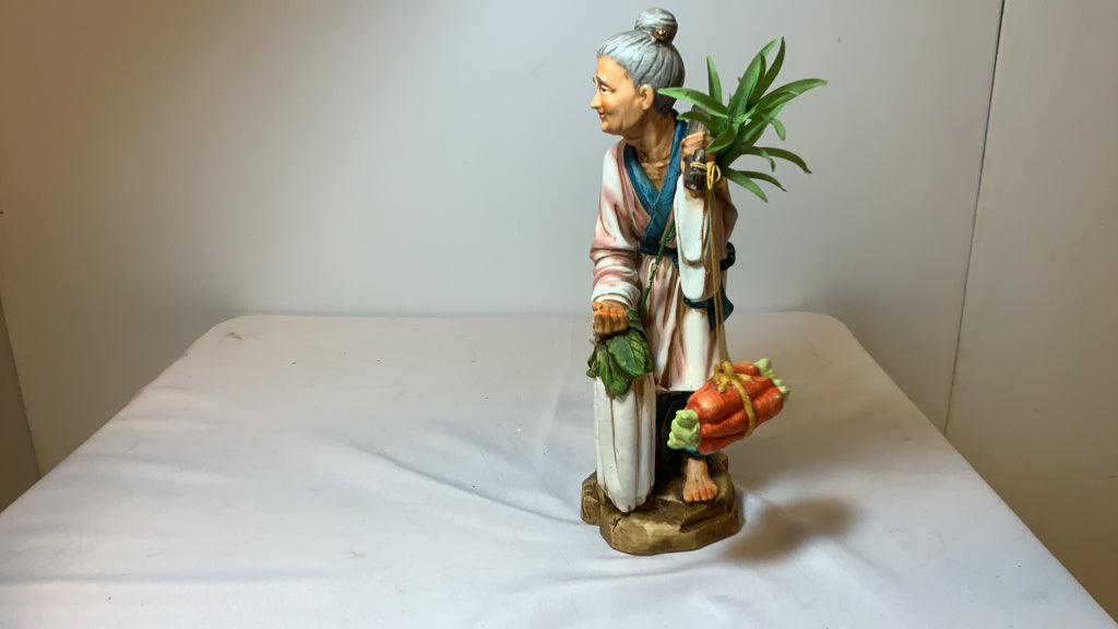 USED Porcelain Asian Inspired Vegetable Carrying Collectible Figurine