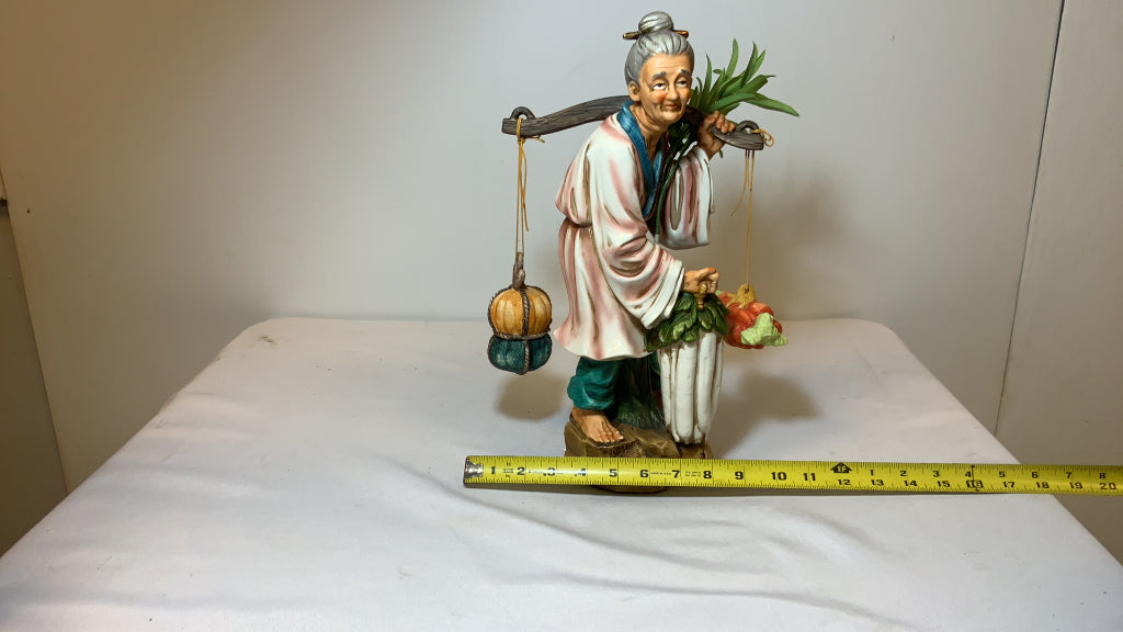 USED Porcelain Asian Inspired Vegetable Carrying Collectible Figurine