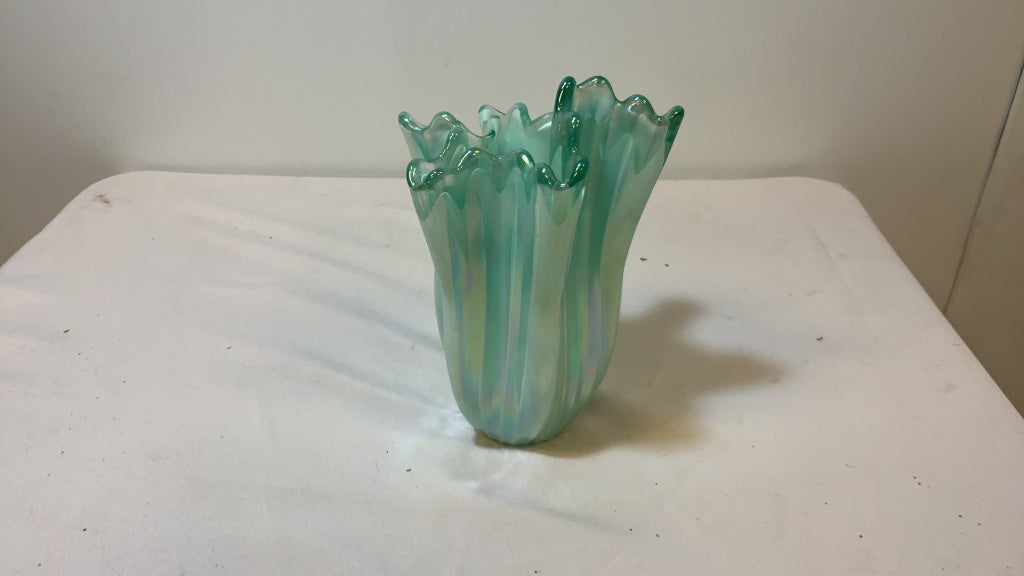 Vintage Midcentury Green Murano Glass Vase, Italy, 2000s