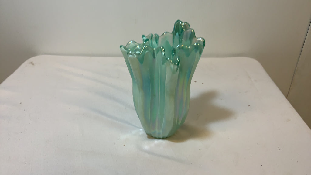 Vintage Midcentury Green Murano Glass Vase, Italy, 2000s