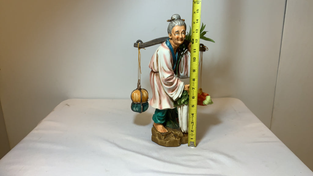 USED Porcelain Asian Inspired Vegetable Carrying Collectible Figurine