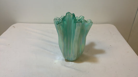 Vintage Midcentury Green Murano Glass Vase, Italy, 2000s