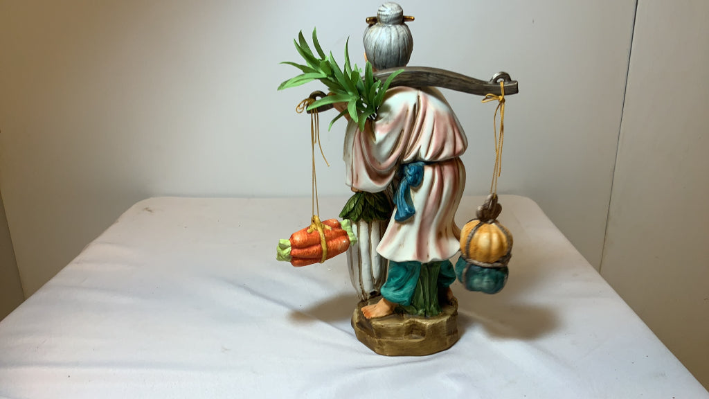 USED Porcelain Asian Inspired Vegetable Carrying Collectible Figurine