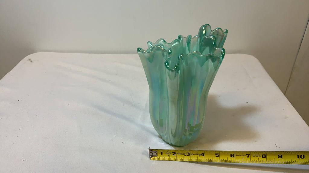 Vintage Midcentury Green Murano Glass Vase, Italy, 2000s