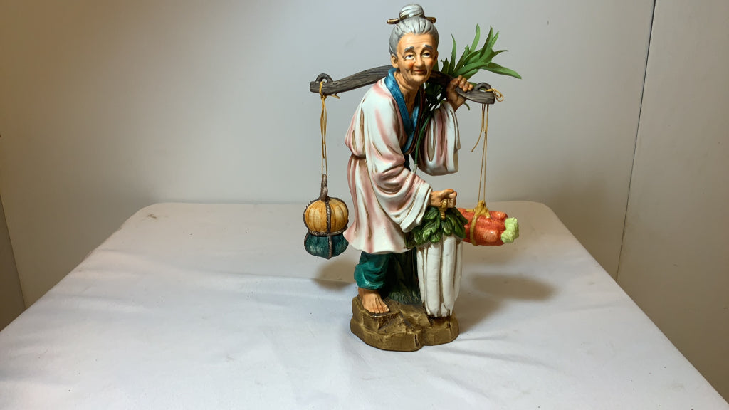 USED Porcelain Asian Inspired Vegetable Carrying Collectible Figurine