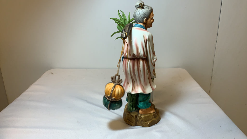 USED Porcelain Asian Inspired Vegetable Carrying Collectible Figurine