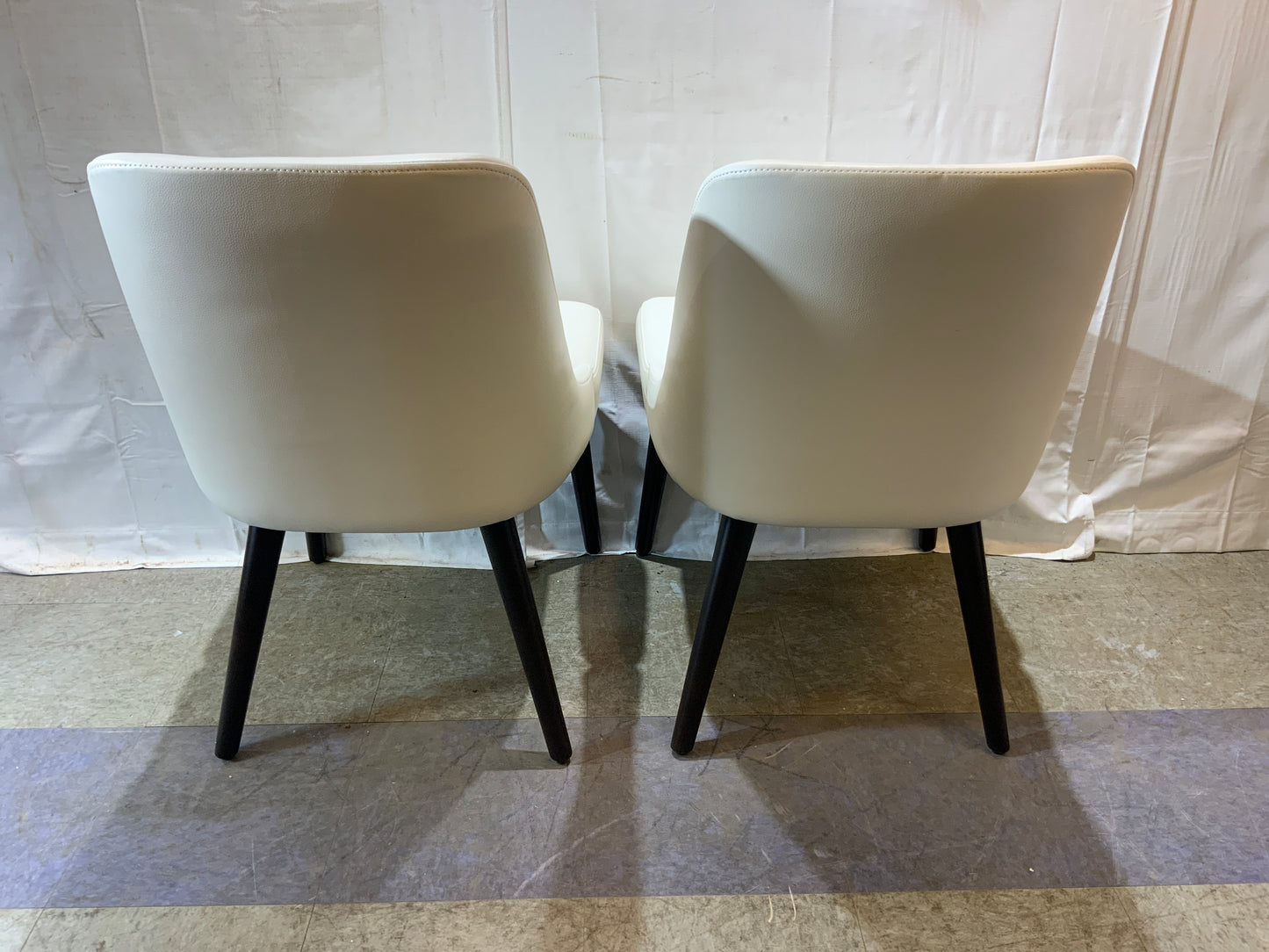 NEW Pair CHITA White Leather Mid Modern Style Dining Chairs