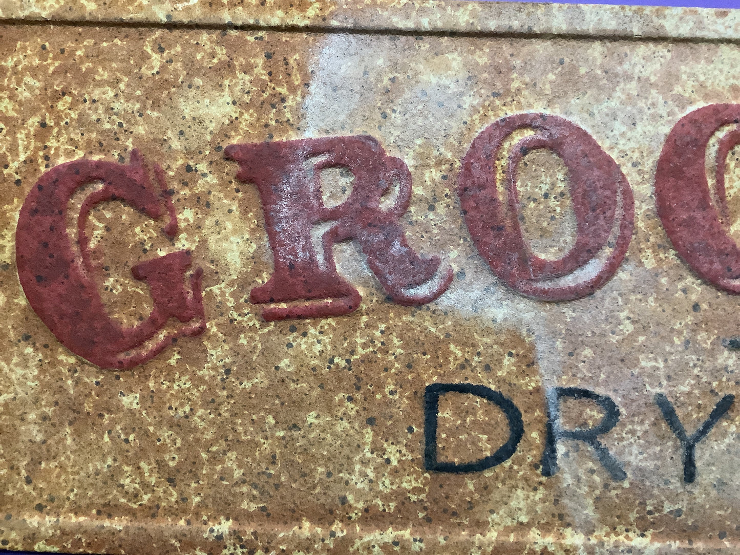 Vintage Advertising Metal Groceries and Dry Goods Sign