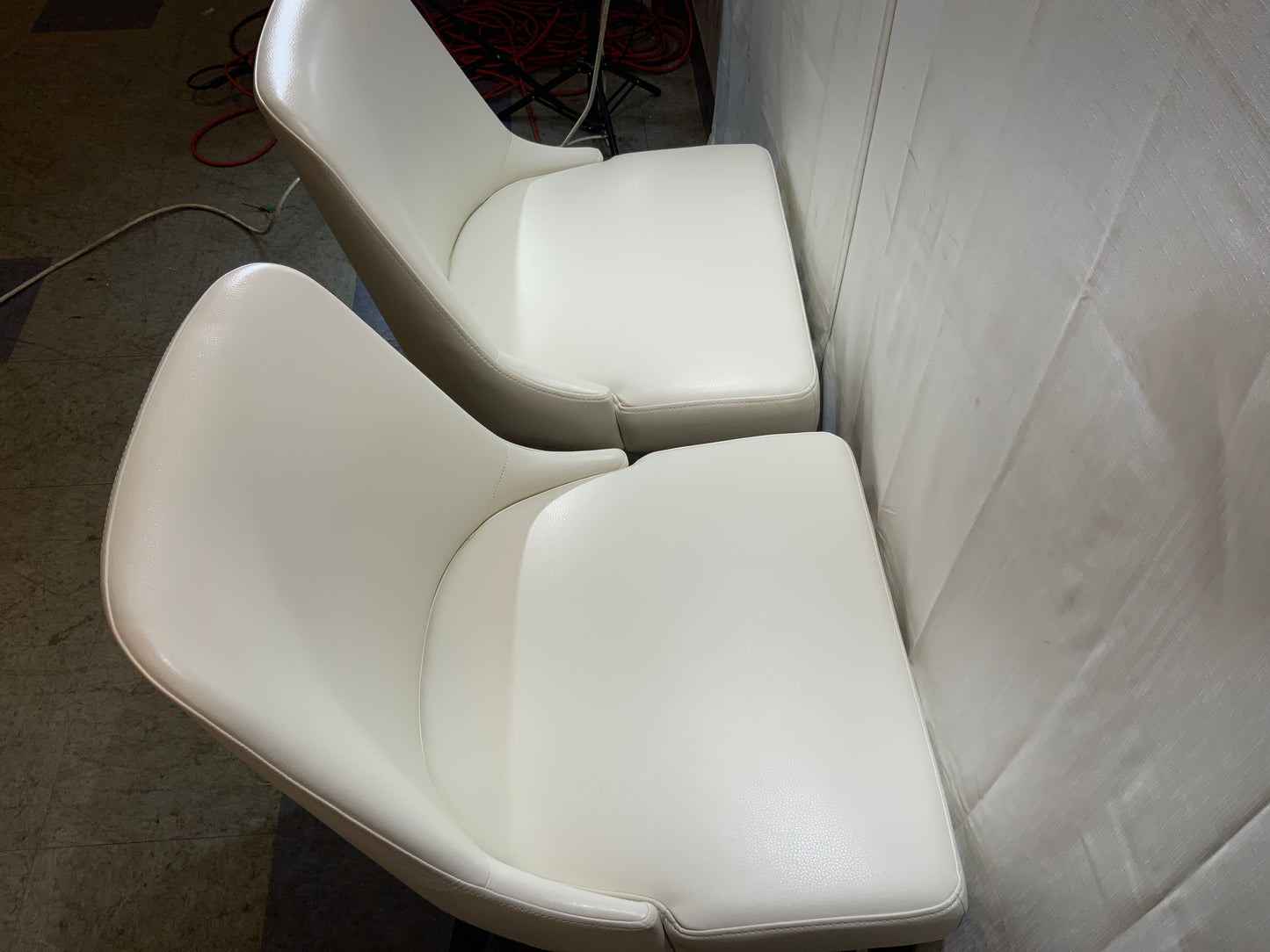 NEW Pair CHITA White Leather Mid Modern Style Dining Chairs