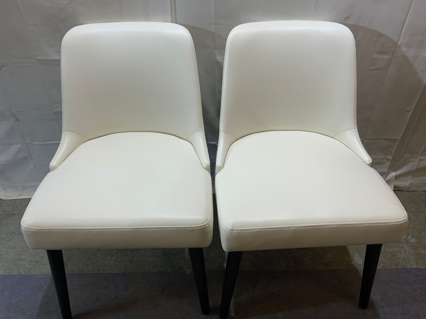 NEW Pair CHITA White Leather Mid Modern Style Dining Chairs