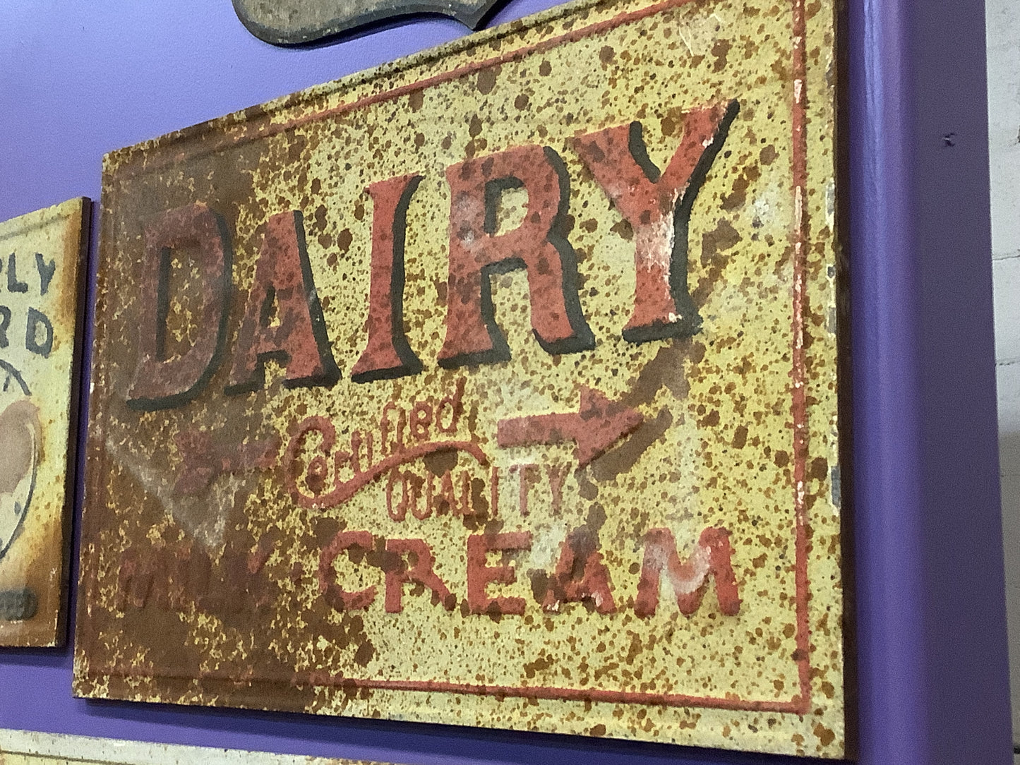 Vintage Advertising Metal Rustic Dairy Milk Cream Farm