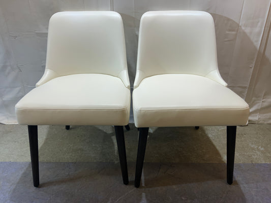 NEW Pair CHITA White Leather Mid Modern Style Dining Chairs