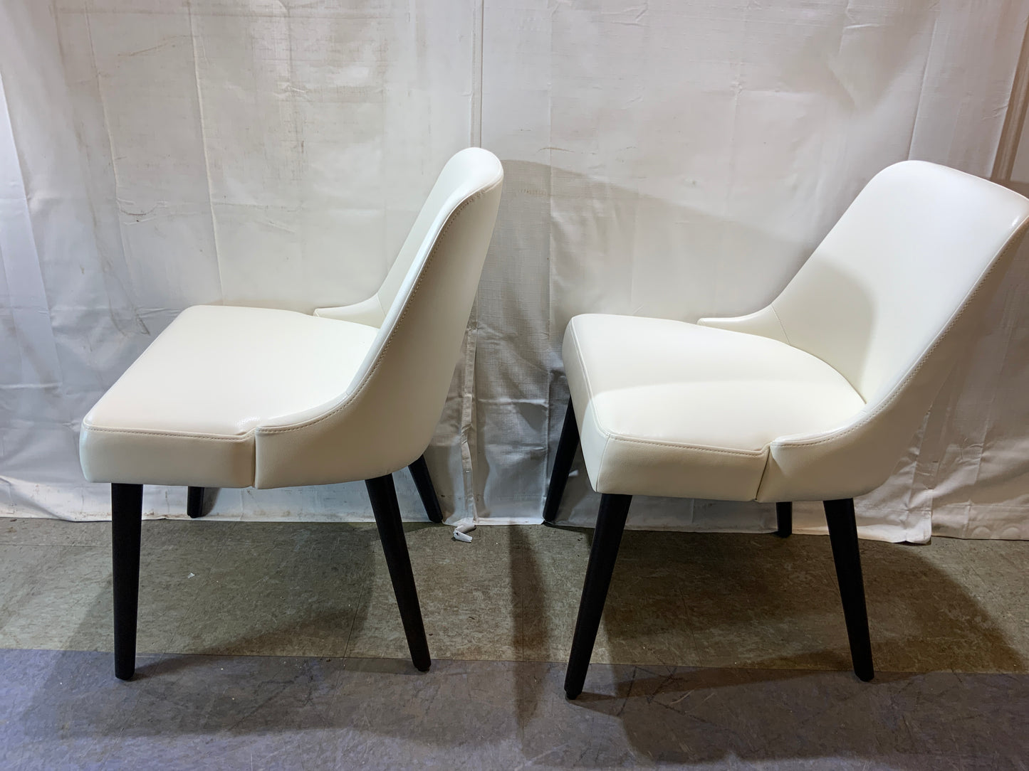 NEW Pair CHITA White Leather Mid Modern Style Dining Chairs