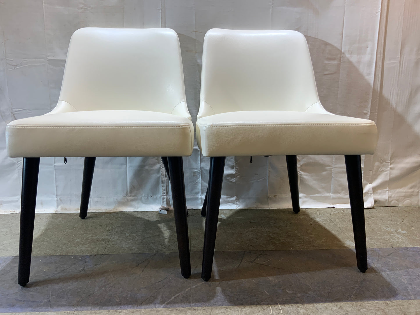 NEW Pair CHITA White Leather Mid Modern Style Dining Chairs