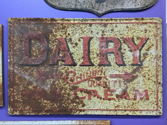 Vintage Advertising Metal Rustic Dairy Milk Cream Farm