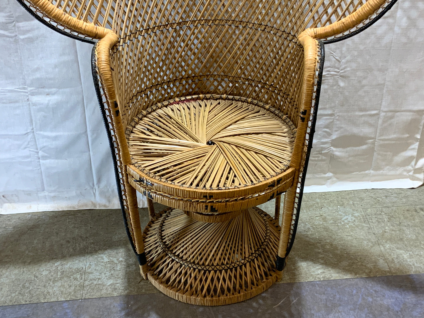 Vintage Rattan Wicker Peacock Chair