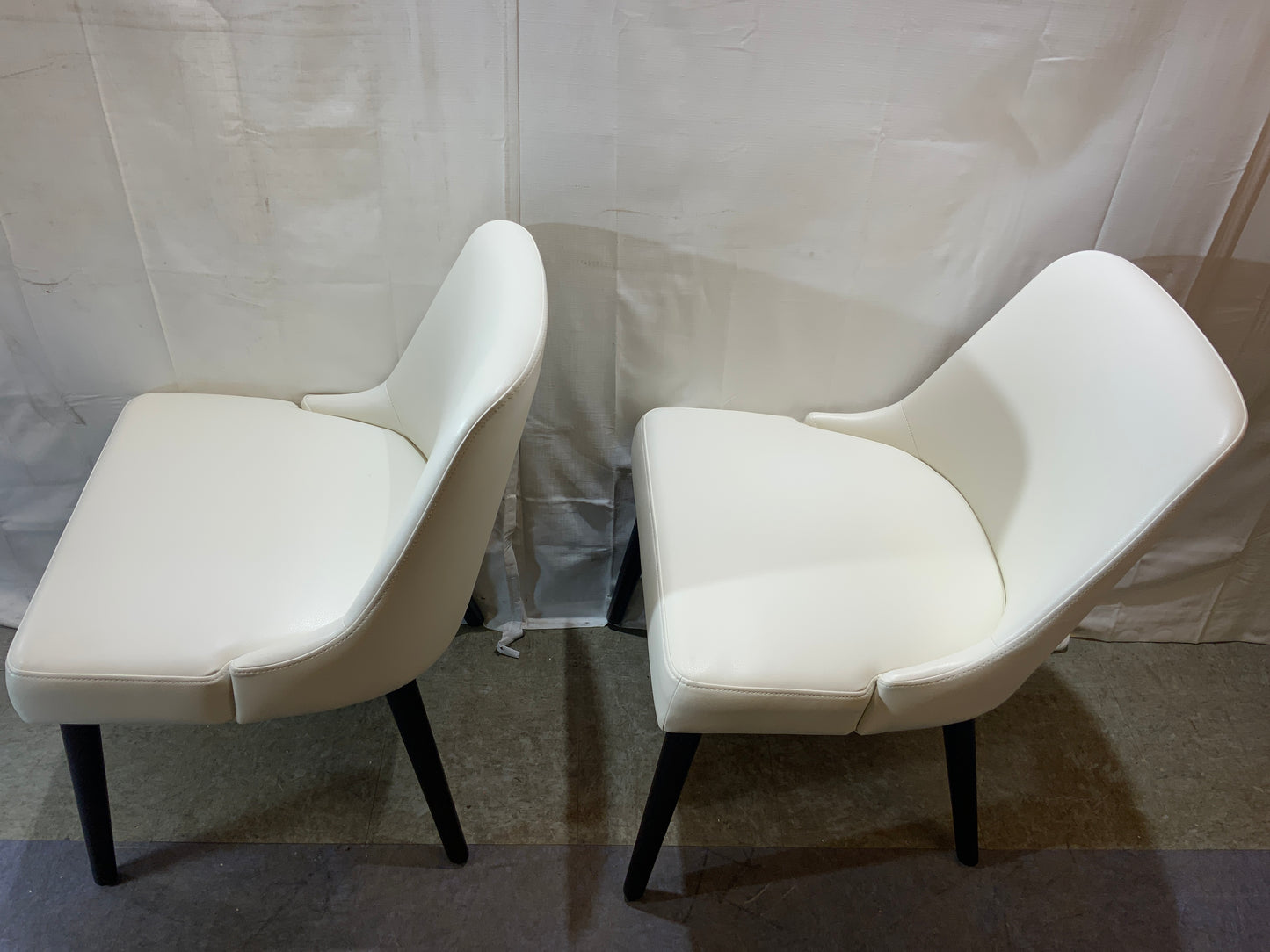 NEW Pair CHITA White Leather Mid Modern Style Dining Chairs